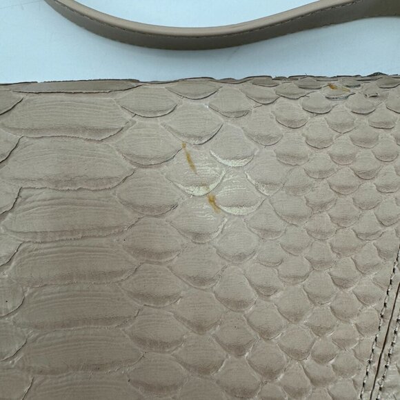 Vince Tan Python Embossed Leather Crossbody Envelope Purse Reptile Clutch Bag - Picture 2 of 11